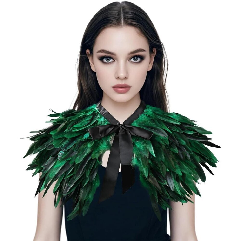 🆕Women Green Cape Shawl Witch Shoulder Wrap Cosplay Costumes Halloween